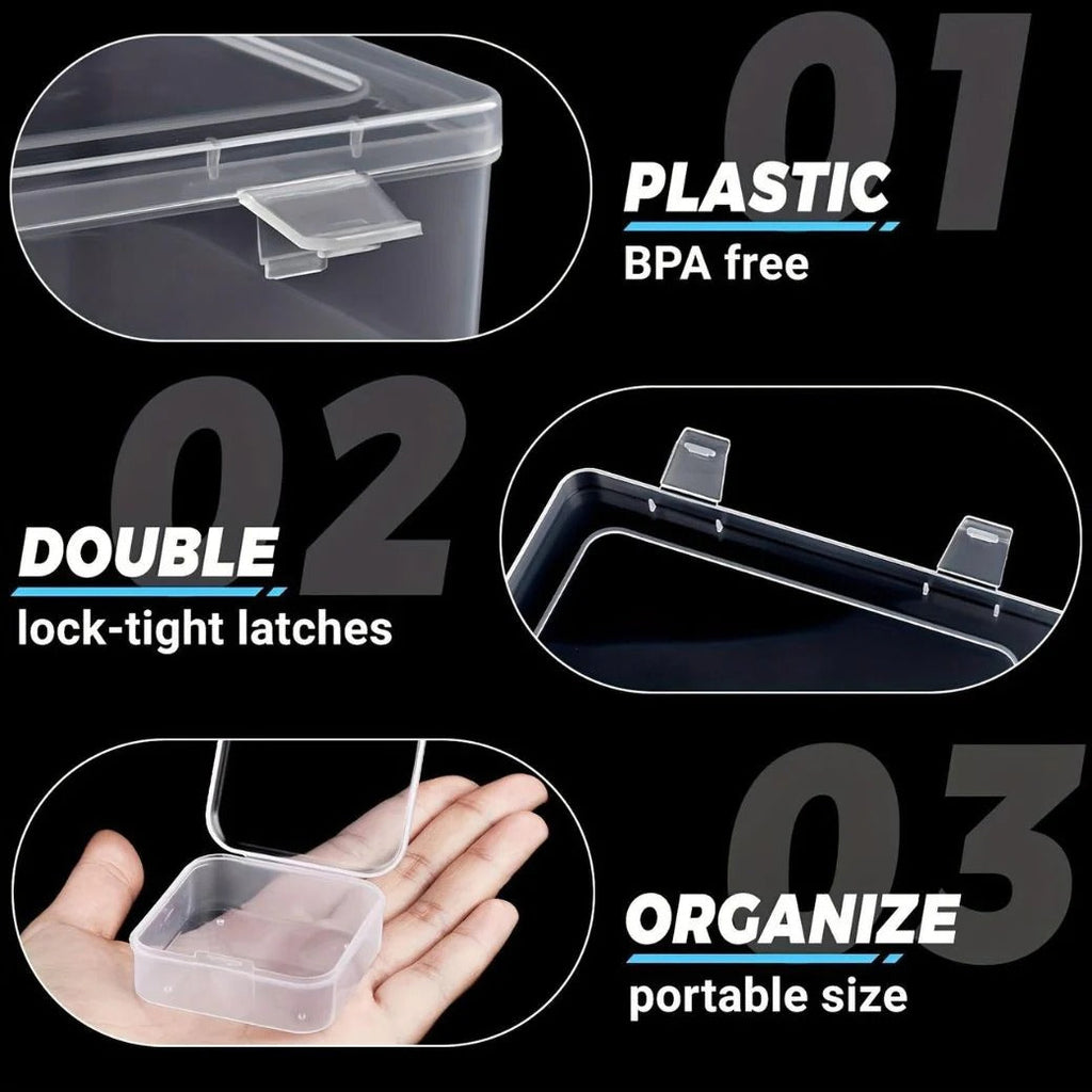 Preffers Large Clear Plastic Organizer Boxes – 30-Pack Folding Mini Bead Storage Cases