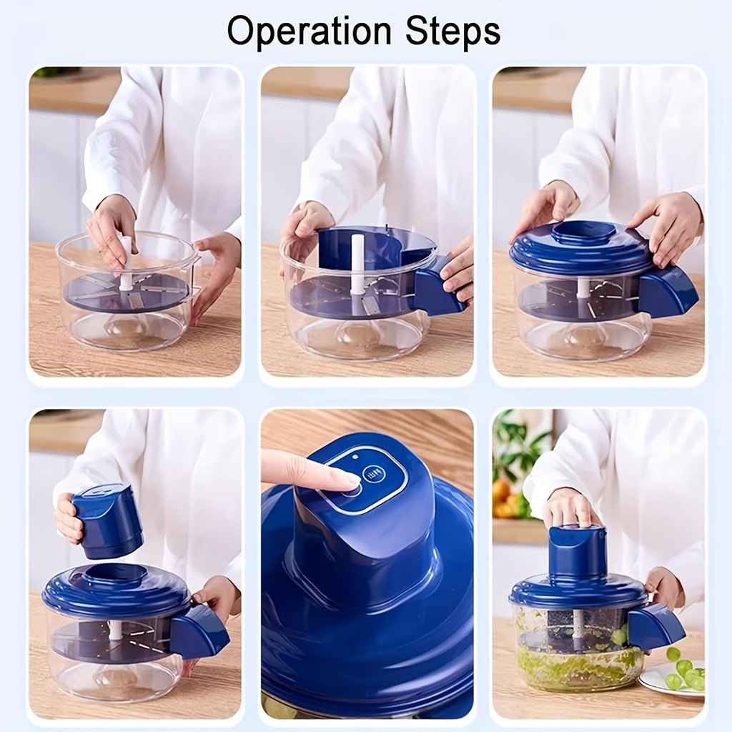 Preffers Electric Grape Peeling Machine – USB Rechargeable Automatic Fruit & Garlic Peeler with 5 Stainless Steel Blades