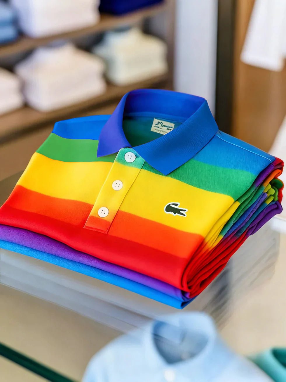 Basic Color Stripe Logo Print Men's Button-Down Shirt Big & Tall - Image 3