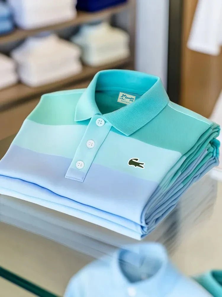 Basic Color Stripe Logo Print Men's Button-Down Shirt Big & Tall - Image 4
