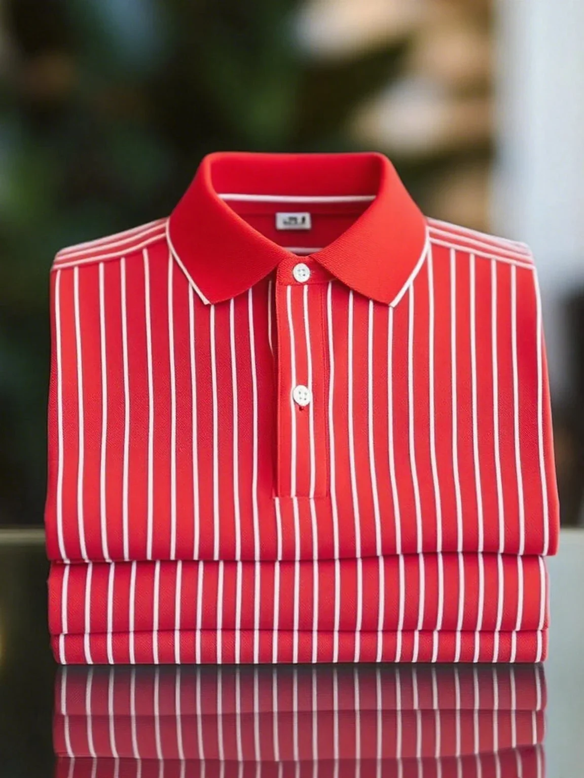 Men’s Classic Business Short Sleeve Shirt Polyester Striped Loose Fit