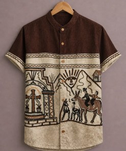 Fabzone™ Premium Ethnic Printed Shirt for Men – Tribal Designer Half Sleeve Casual Shirt