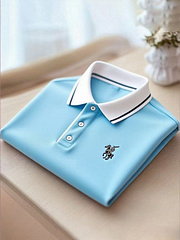 Men’s Business Casual Button Short Sleeve Shirt with Mixed Print Design - Image 3