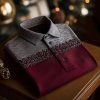 Men's Classic Business Check Logo Button Short Sleeve Shirt Polyester Striped