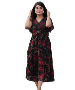 Women's Georgette Printed Dress | Women Midi Dress | One Piece Dress for Women | Dress for Women