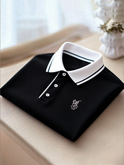 Men’s Business Casual Button Short Sleeve Shirt with Mixed Print Design