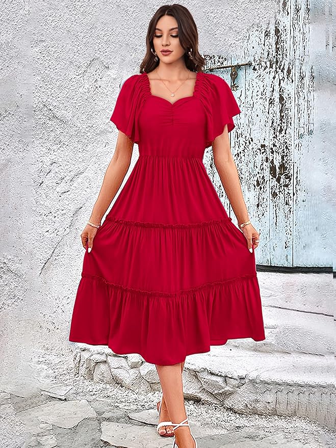 Women | Dresses for Women | Fit & Flare Dress | Anarkali Dress for Women | Midi Length Dress | Rayon Dresses | One Piece Dress for Women - Image 3