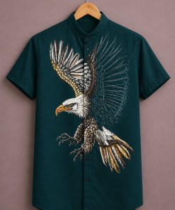 Fabzone™ Premium Eagle Graphic Printed Shirt for Men – Bold Bird Designer Half Sleeve Casual Shirt