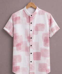 Fabzone™ Premium Abstract Soft Print Shirt for Men – Light Pink Designer Half Sleeve Casual Shirt