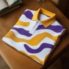 Men's Classic Business Check Logo Button Short Sleeve Shirt
