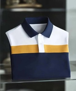 Basic Casual Logo Shirt Men's Stylish Striped Lapel Shirt Large & Tall Sizes