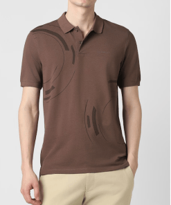 Men Brown PatternedNeck T-shirt