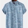 Hawaiian Motifs Blue Shirt