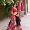 Black Tasar Silk Printed Flared Lehenga Choli For Women