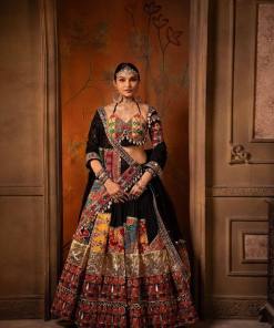 Black Color Navratri Special Mirror Work Designer Chaniya Choli