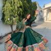 Green Mirror Work Digital Printed Navratri Chaniya Choli